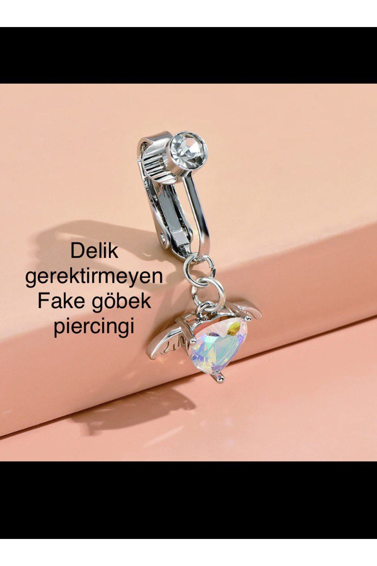 Delik Gerektirmeyen Klipsli Sıkıştırmalı Sahte Göbek Piercingi
