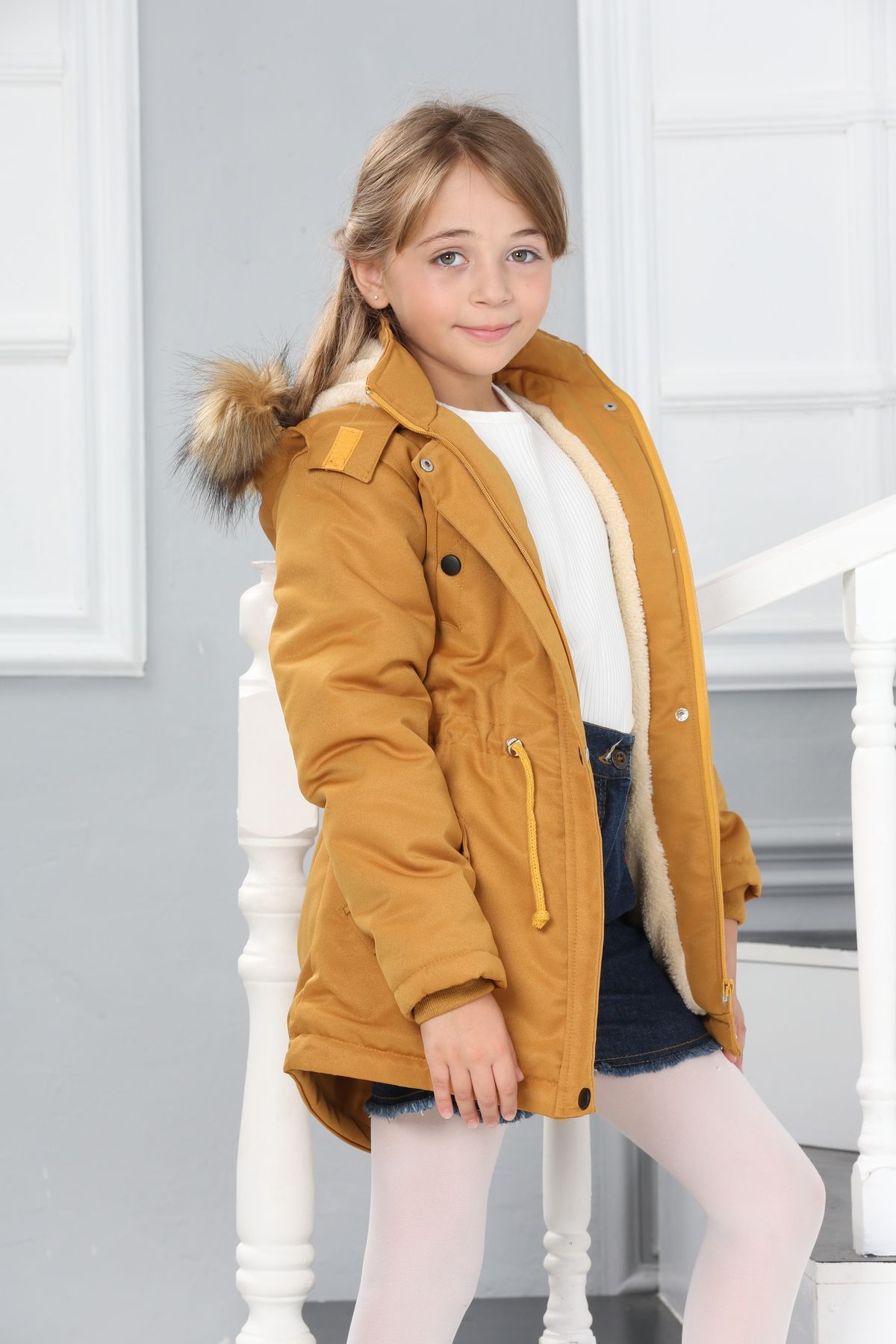 Asortix Girl s Waterproof Removable Hooded Plush Lined Long Coat