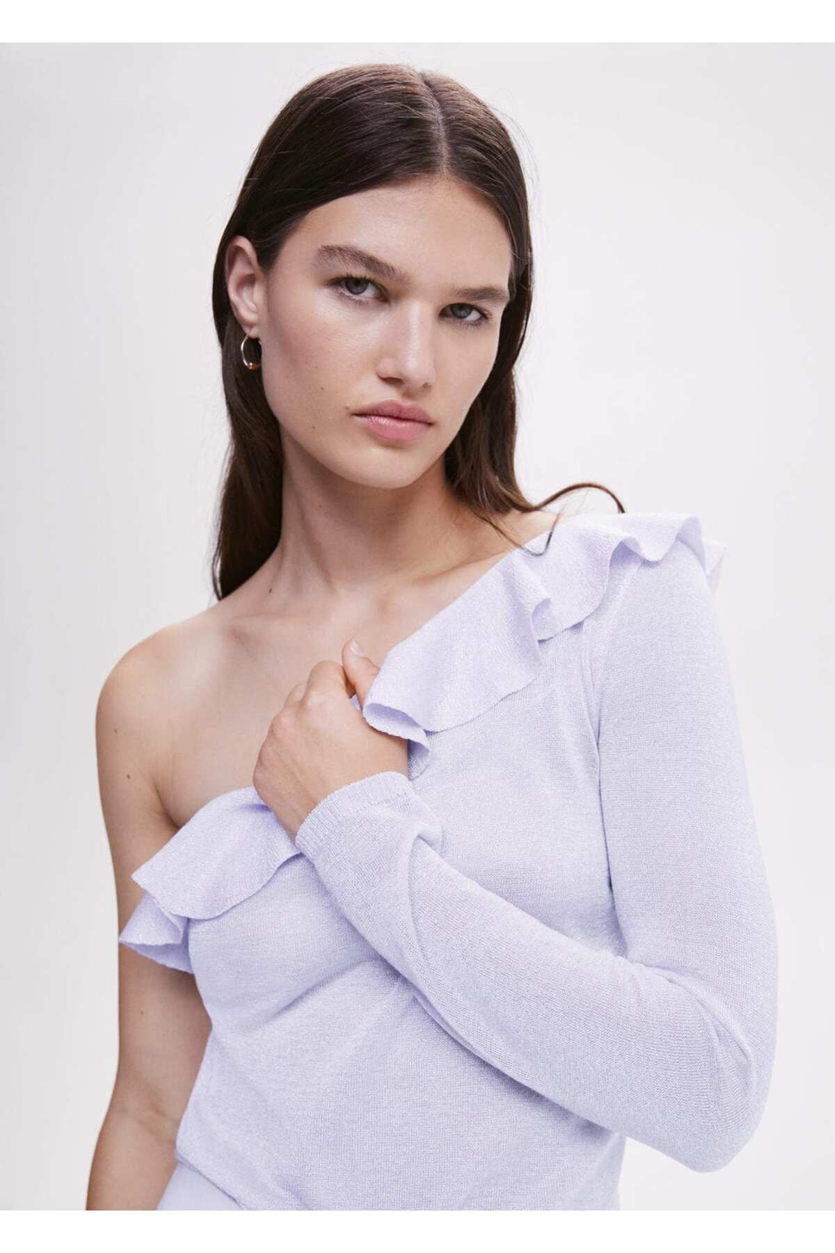 بافت و پلیور زنانه آبی سرمه ای منگوMANGO | 47067880 اورجینال - تصویر 7