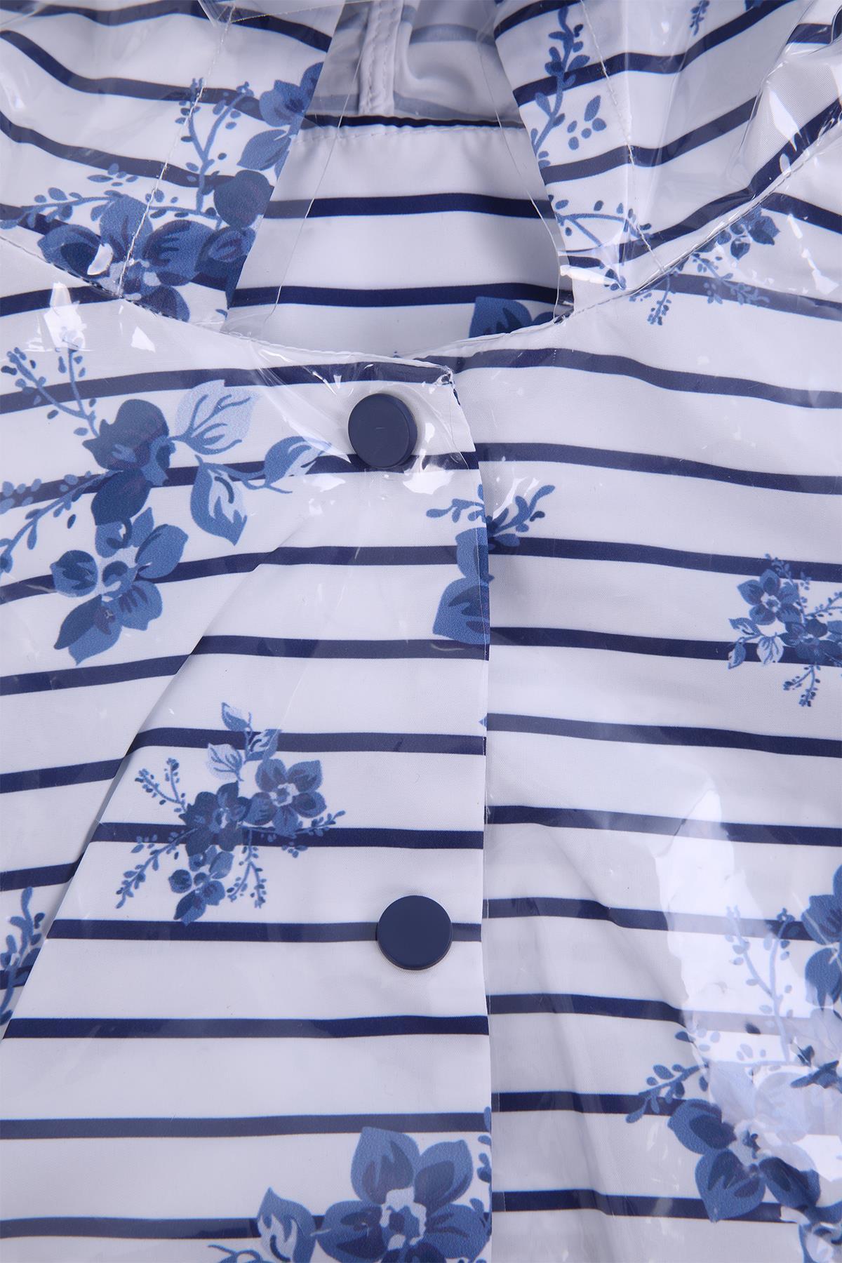 Babyhola Kız Çocuk Şeffaf Kapüşonlu Yağmurluk Mavi Çiçek Desen 5462 fotoğrafı 3 (önizleme)