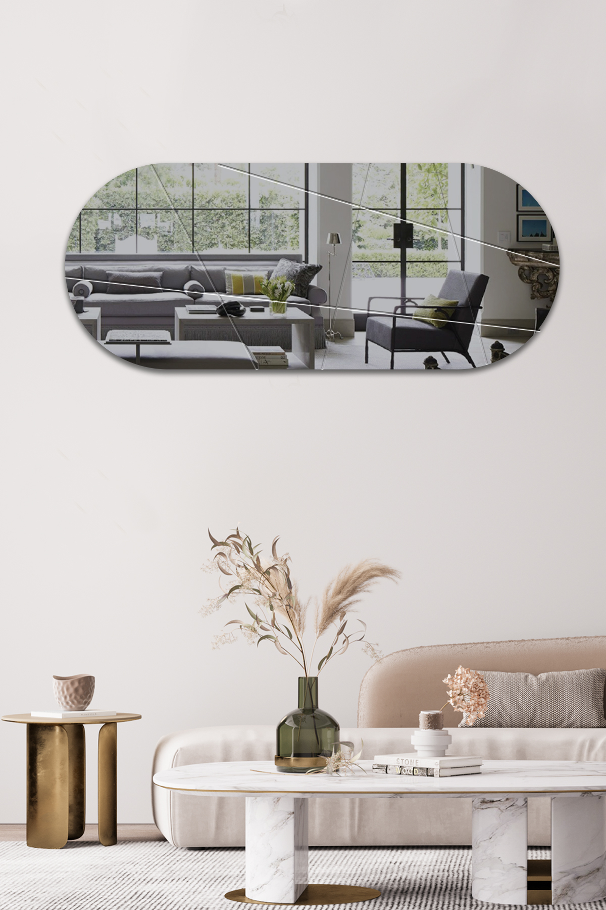 Mirror | Smoked Mirror | Victory Design Oval Mirror with Channel | 50cm x 120cm