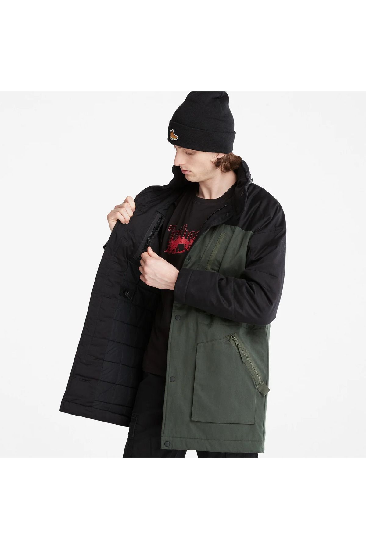 کاپشن مشکی مردانه EK + پارکا اورجینال Timberland