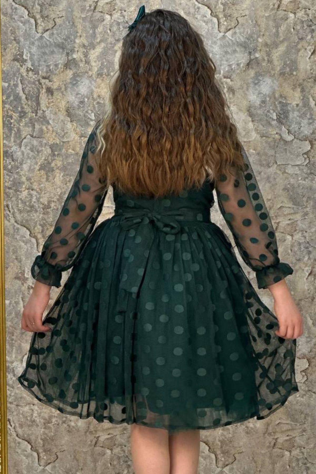 Dark green polka dot dress sales