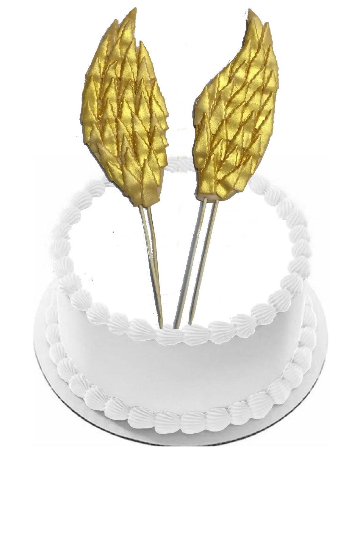 Pasta9 Şeker Hamurundan Melek Kanadı Gold Renk 15 cm Boyunda Pasta Süslemesi Yenilebilir