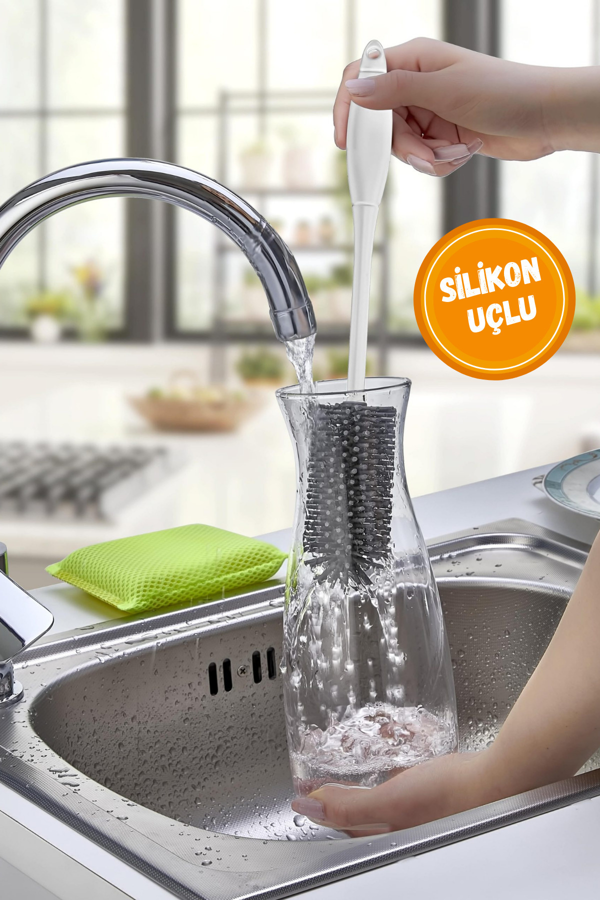 WAPPA Pratik Silikon Uçlu Termos Matara Şişe Biberon Temizleme Fırçası fotoğrafı 2 (önizleme)