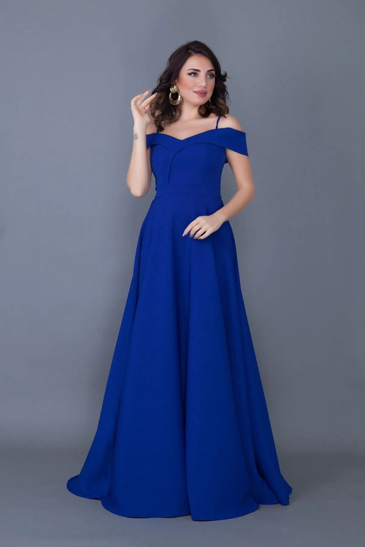 lovebox Strapless Low Shoulder Double Breasted Neck Maxi Length