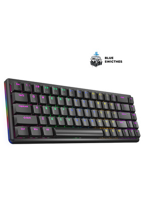 Rampage Rebel Siyah Low Profile Blue Switch US Layout Rainbow Mekanik Gaming ...