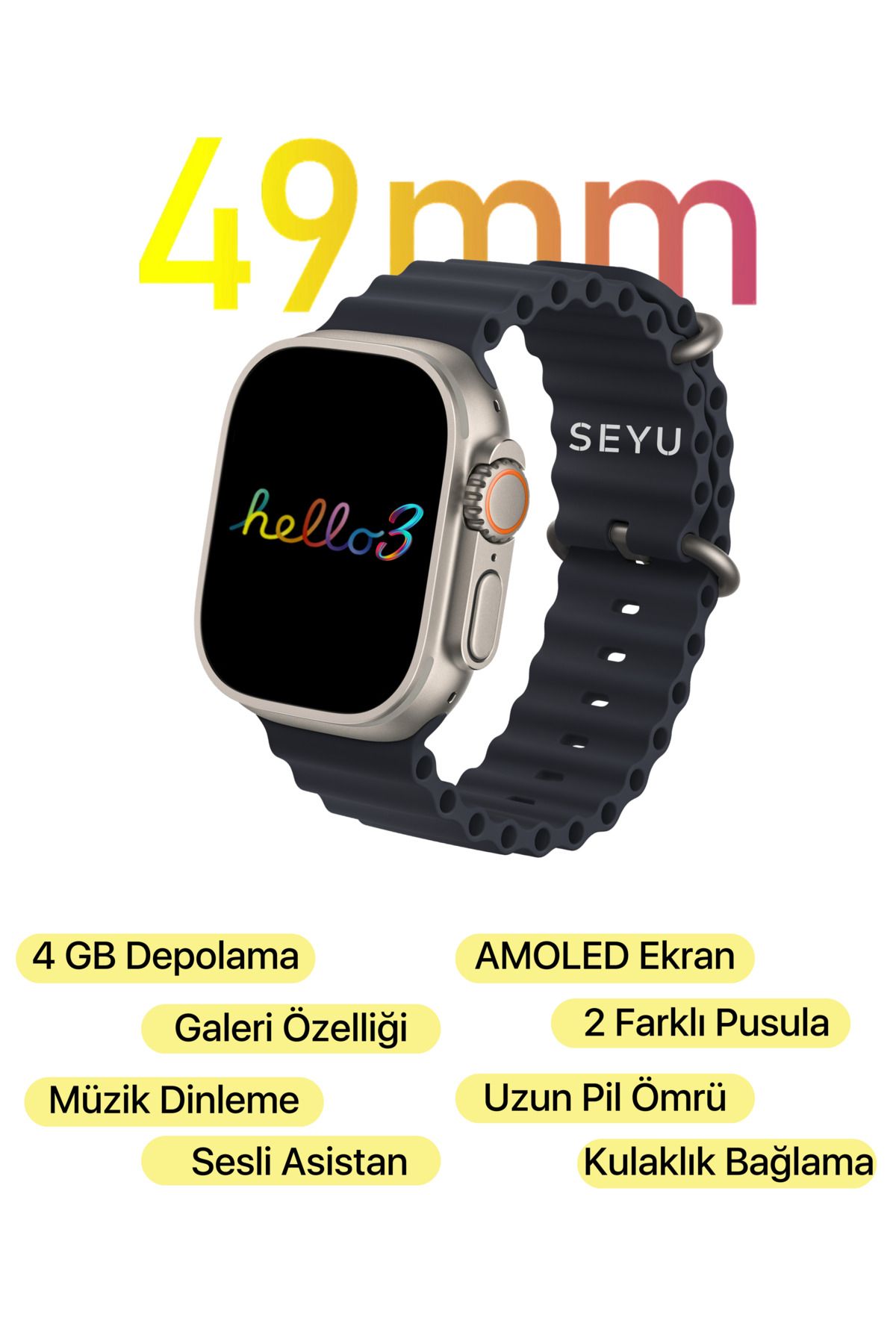 ecocenter Hello Watch 3+ Plus Amoled Ekran 4 Kordonlu Ultra 49mm Watch 9  Şarj Pusula 4gb ROM Akıllı Saat Fiyatı, Yorumları - Trendyol