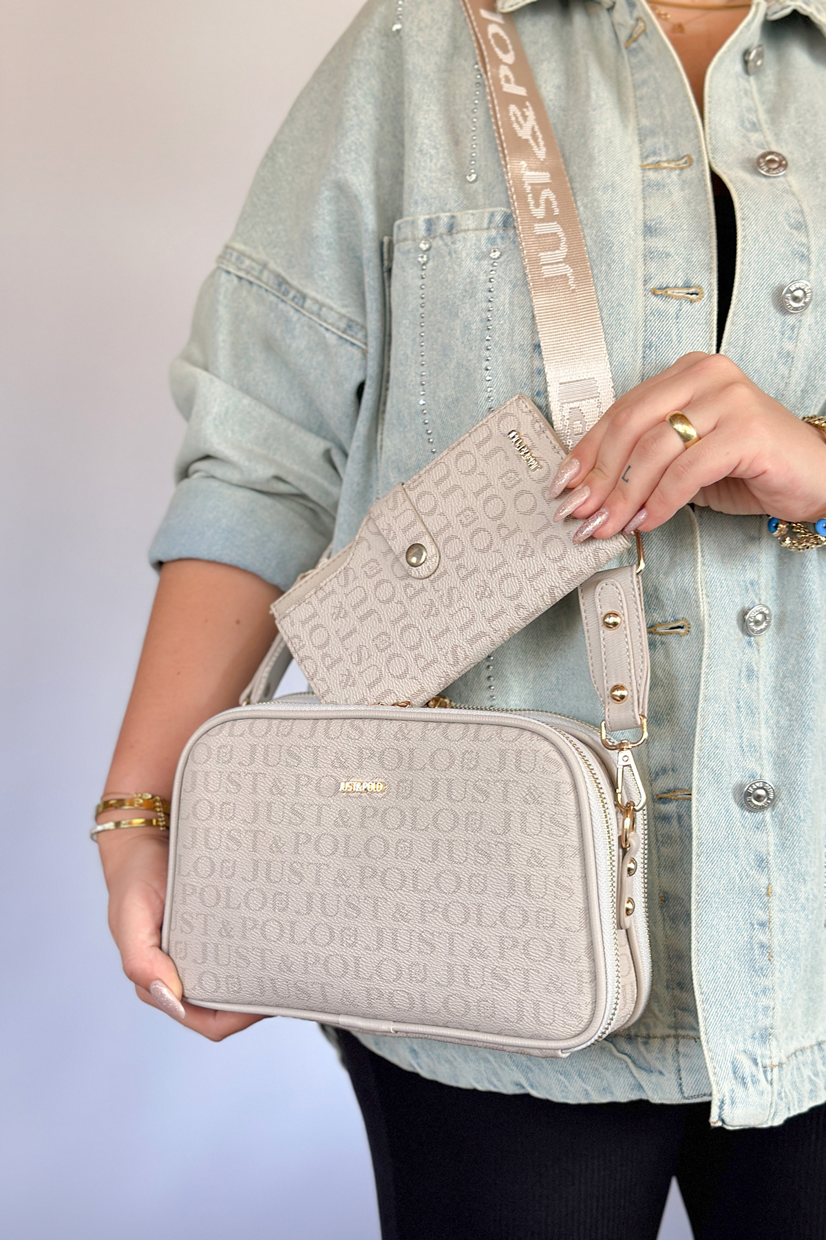 S4 Medium Daily 5 Compartment Crossbody Women's Shoulder Bag 2053 stone outfit