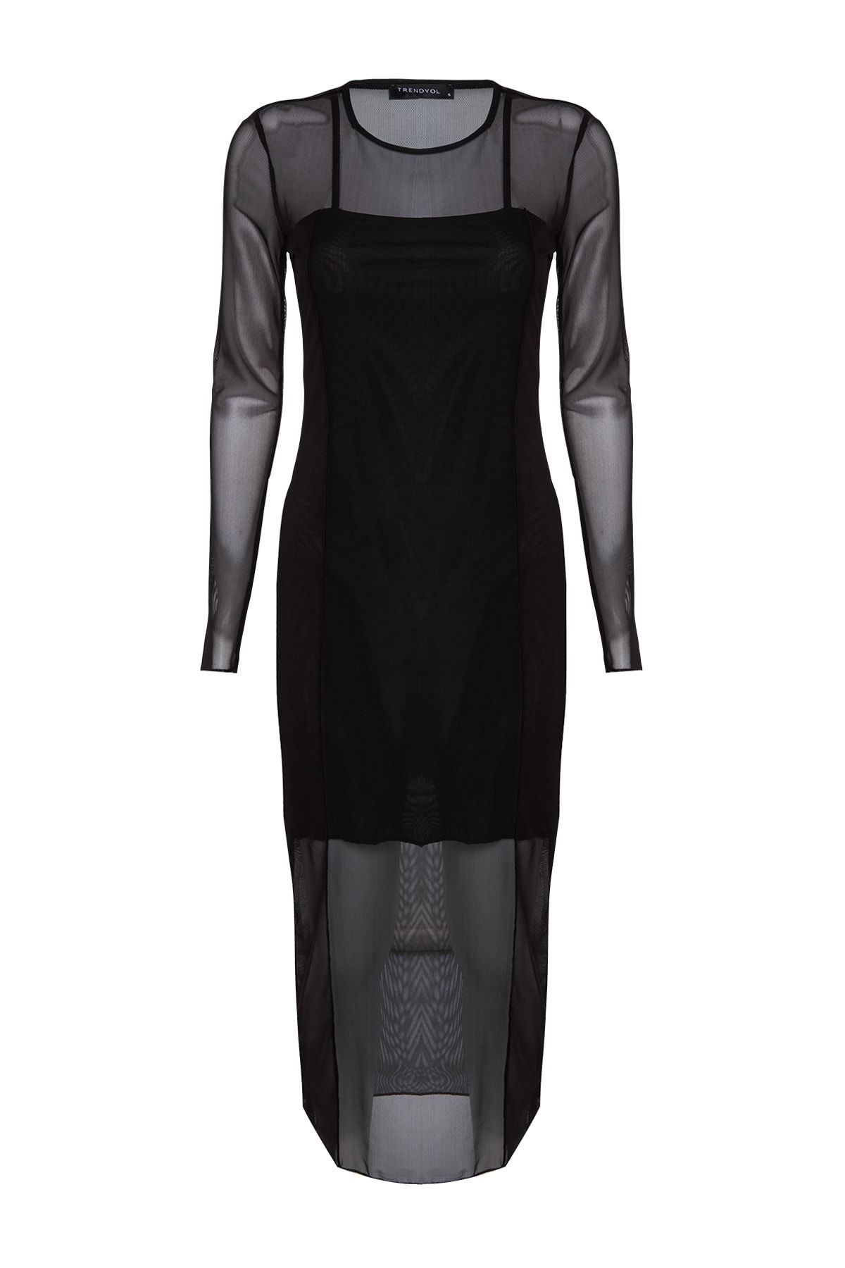 Trendyol Collection-Rochie Midi tricotată cu căptușeală din tul negru TWOAW24EL00164 6