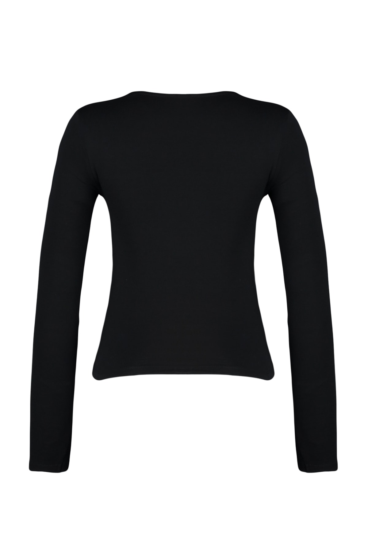 Trendyolmilla  Siyah Pamuklu Esnek Kare Yaka Fitted/Vücuda Oturan Esnek Bluz TWOAW24BZ00165 - Görsel 8