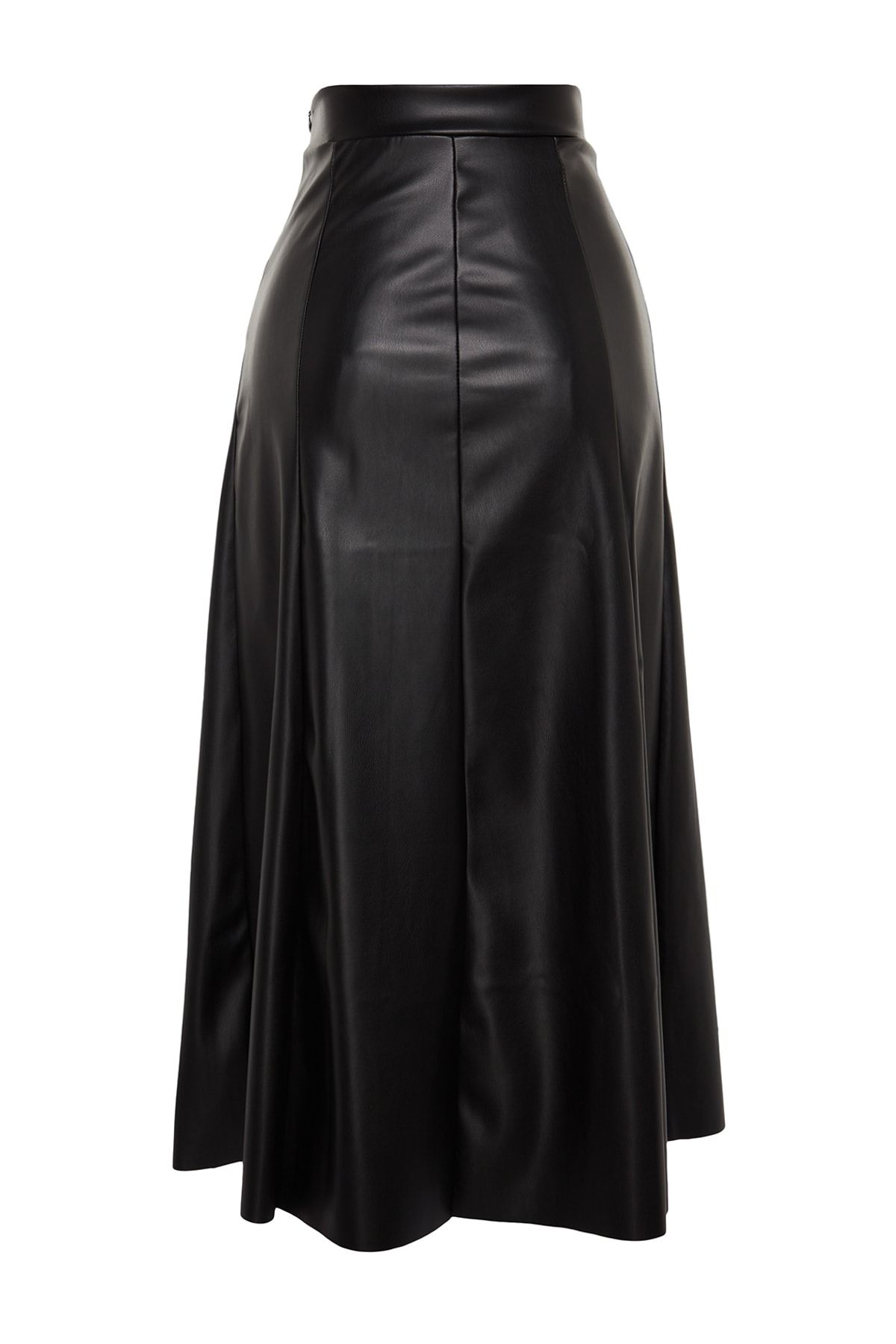 Trendyol Collection-Fustă maxi cu talie inalta neagră din imitatie piele TWOAW24ET00151 6