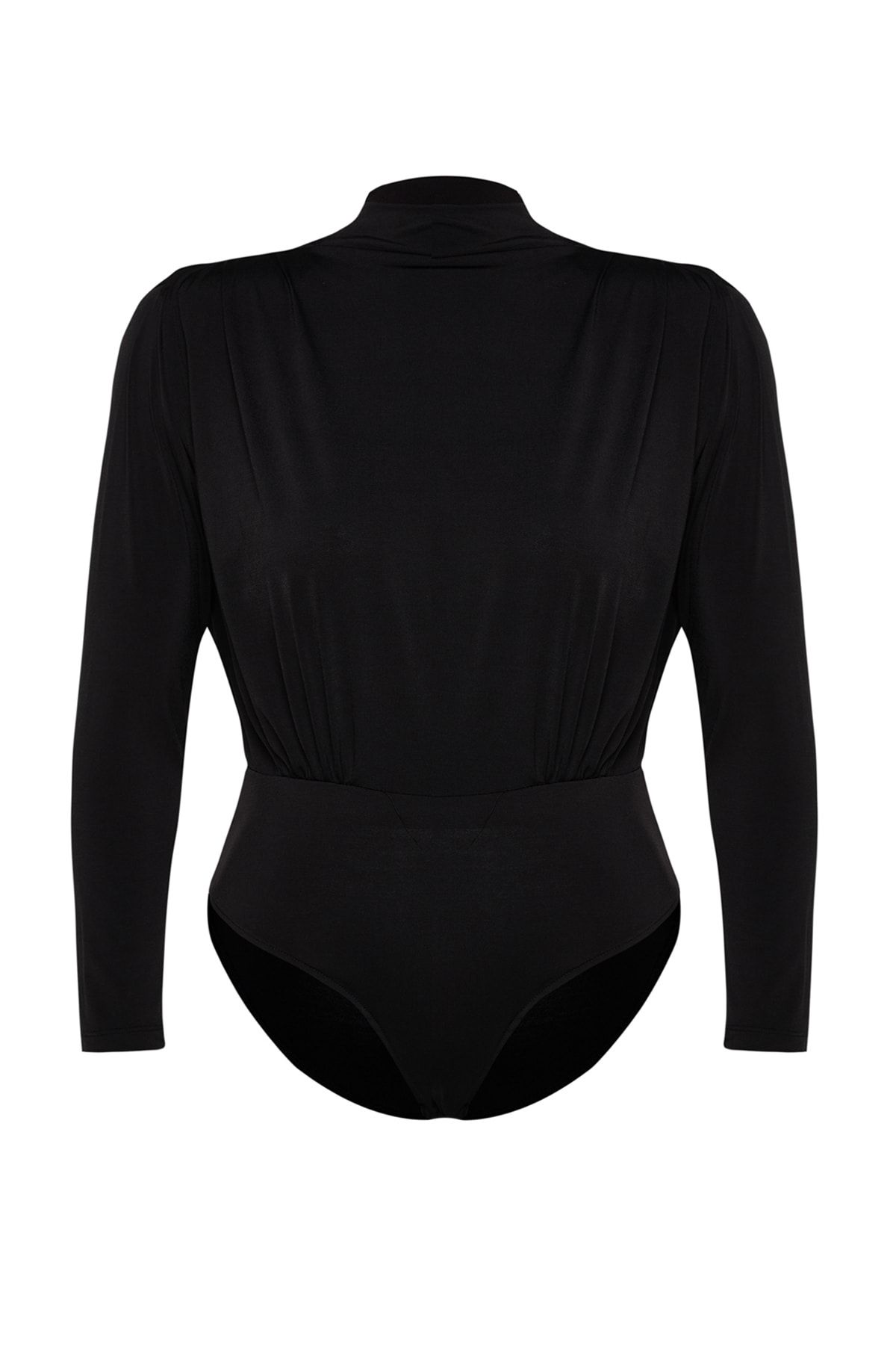 Trendyol Curve-بلوزة محبوكة سوداء بأكمام مبطنة TBBAW24CS00001 6
