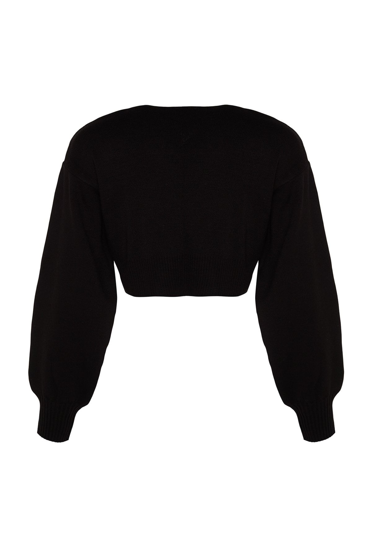 Trendyol Collection-Schwarzer Super Crop Strick-Cardigan – TWOAW24HI00315 mit Schleifendetail 8