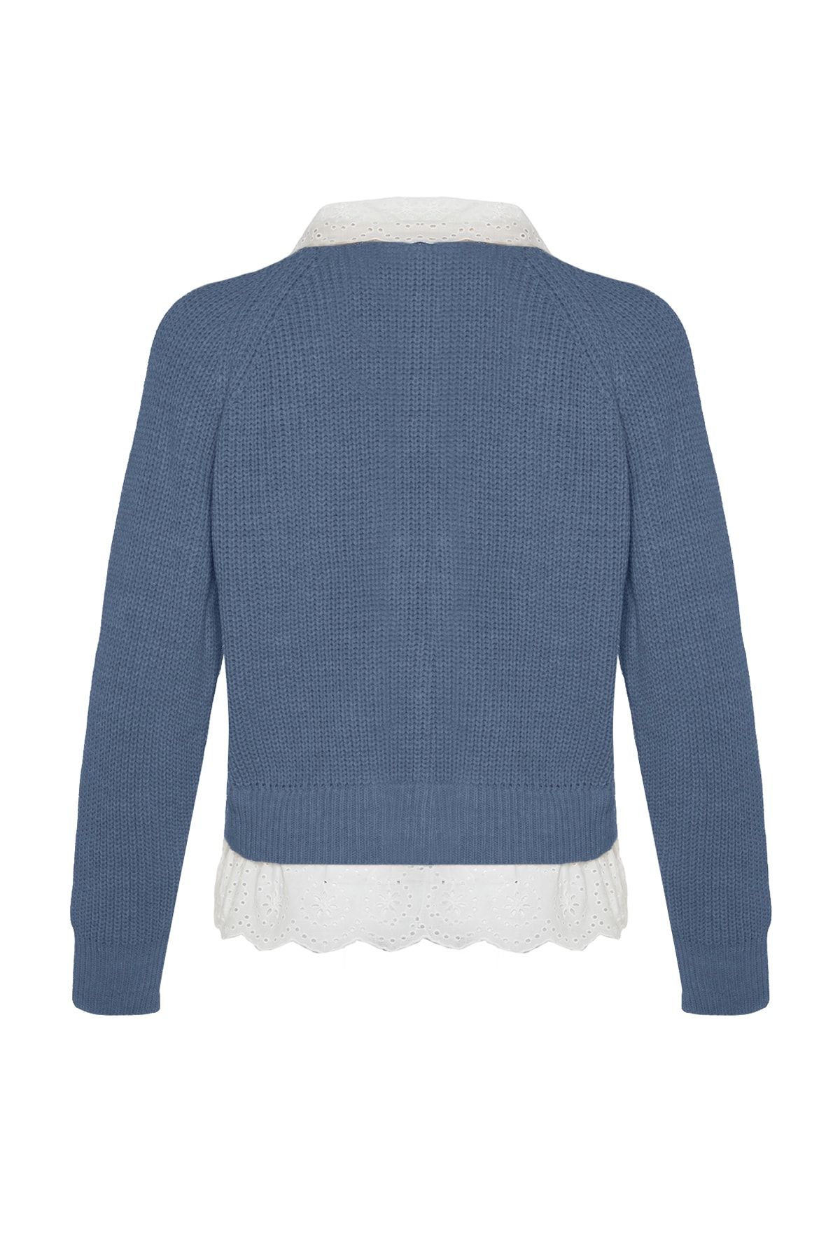 Trendyol Collection-Індіго кроп-сорочка Одяг Детальний светр з V-подібним вирізом TWOAW24HI00221 Кардиган TWOAW24HI00221 9