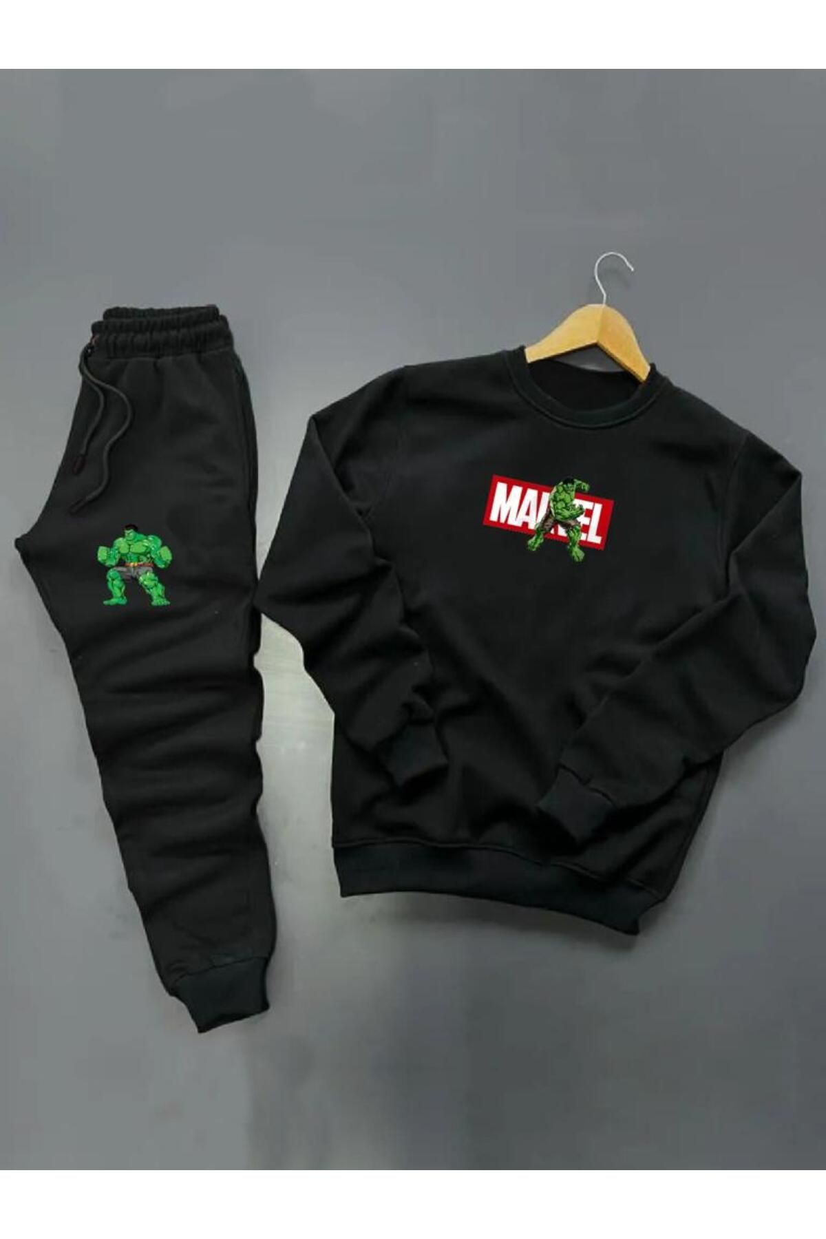 Joza Outdoors Set De Iarnă Din Bumbac Negru Cu Imprimeu Hulk Marvel New Season Unisex - L