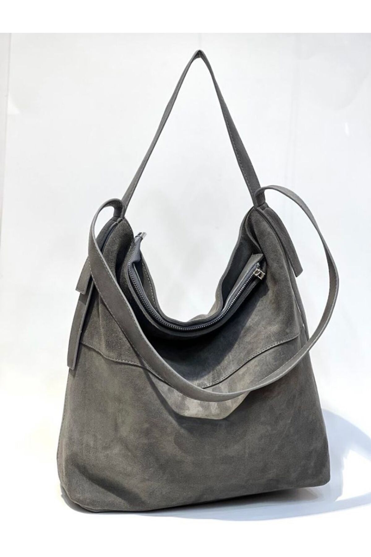 Dark grey leather bag online