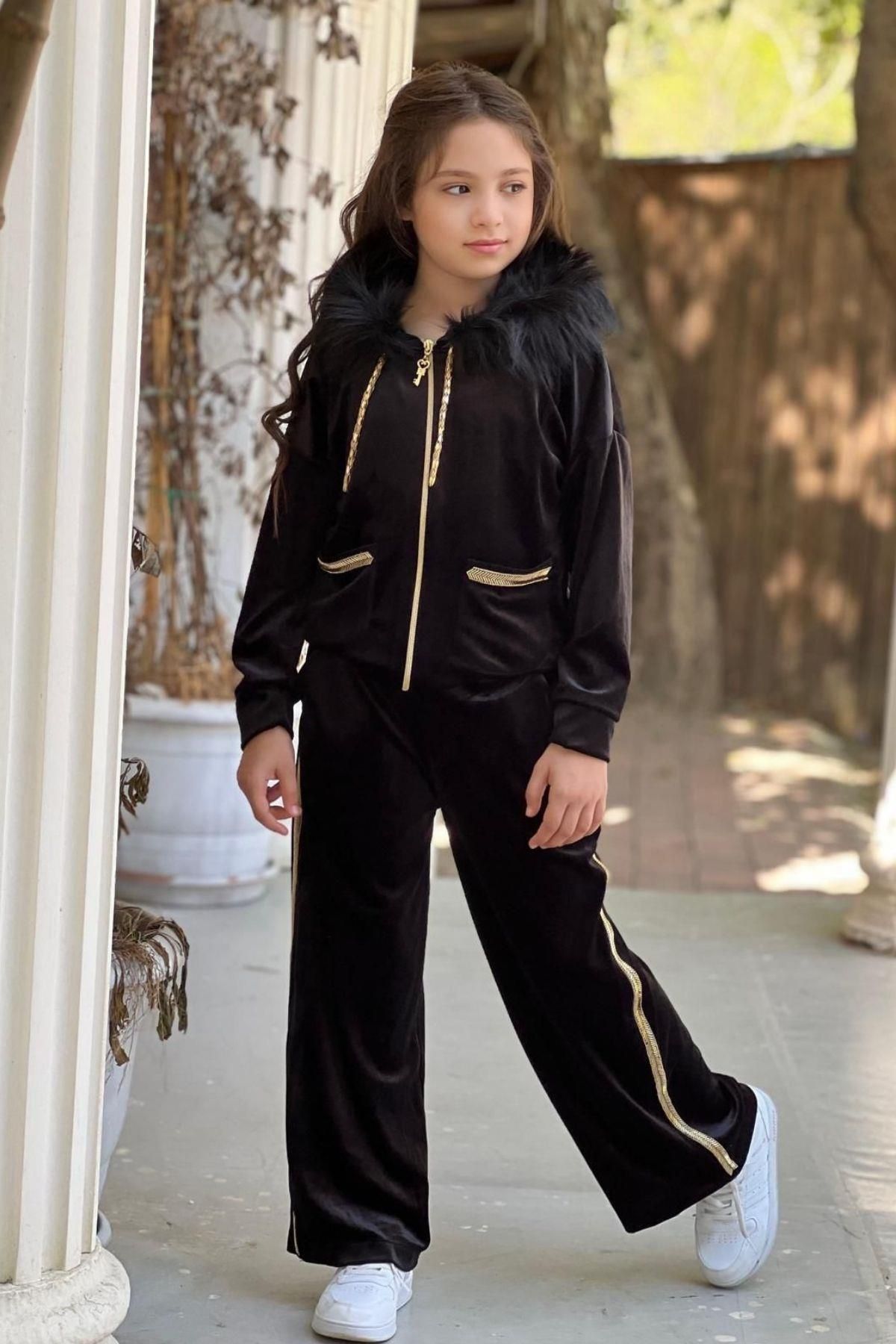Girl velvet clearance tracksuit