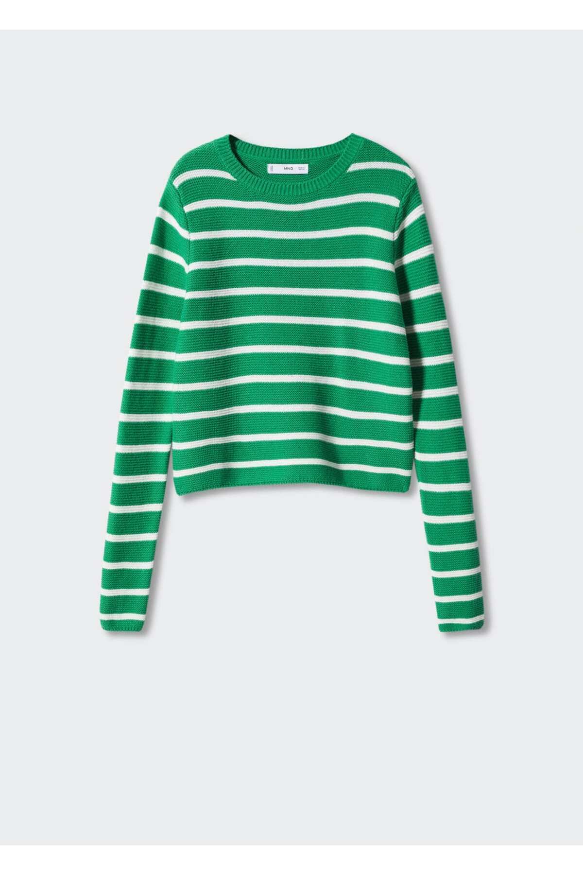 بافت و پلیور زنانه سبز منگوMANGO | 47004022 اورجینال - تصویر 3