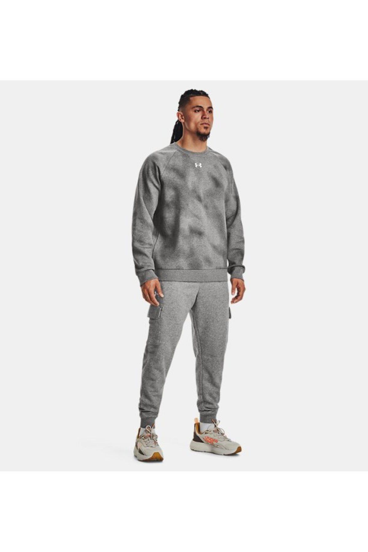 سویشرت ورزشی خاکستری مردانه یقه دوچرخه رقیب UA طرح دار 1379756 025 Under Armour