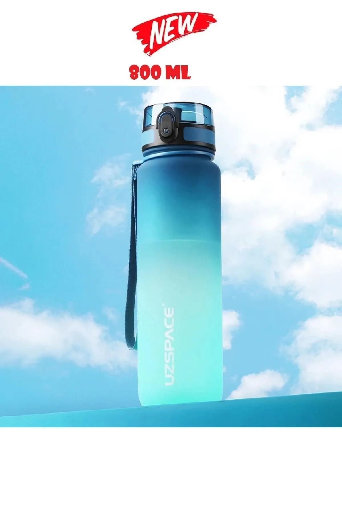 Vagon-Uzspace 800ml Tritan Water Bottle - Blue-Green, Softtouch, Detox Motivation 2