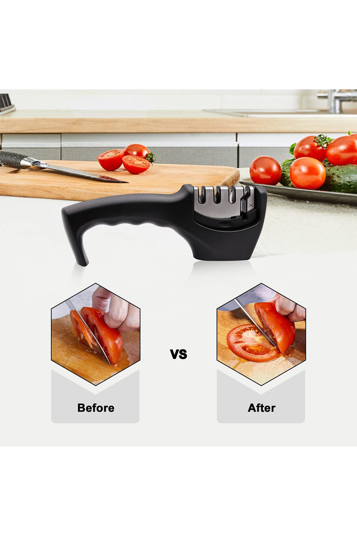 MAXSAT Paslanmaz Çelik Kolay Keskinleştirme Aparatı Masat Bıçak Makas Bileyici Bileme Aleti