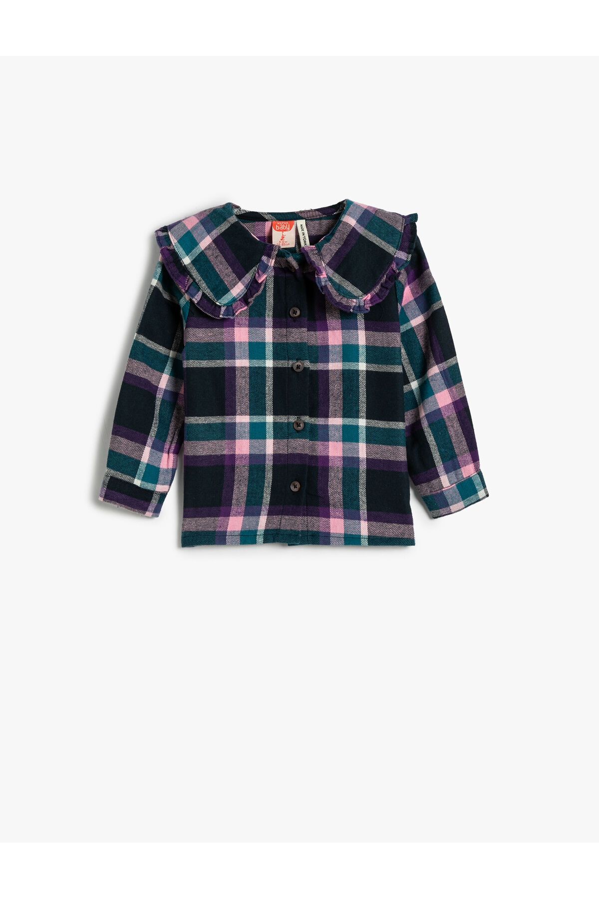 Koton پیراهن چوب‌جک یقه پهن کودک با بافت نرم پنبه‌ای