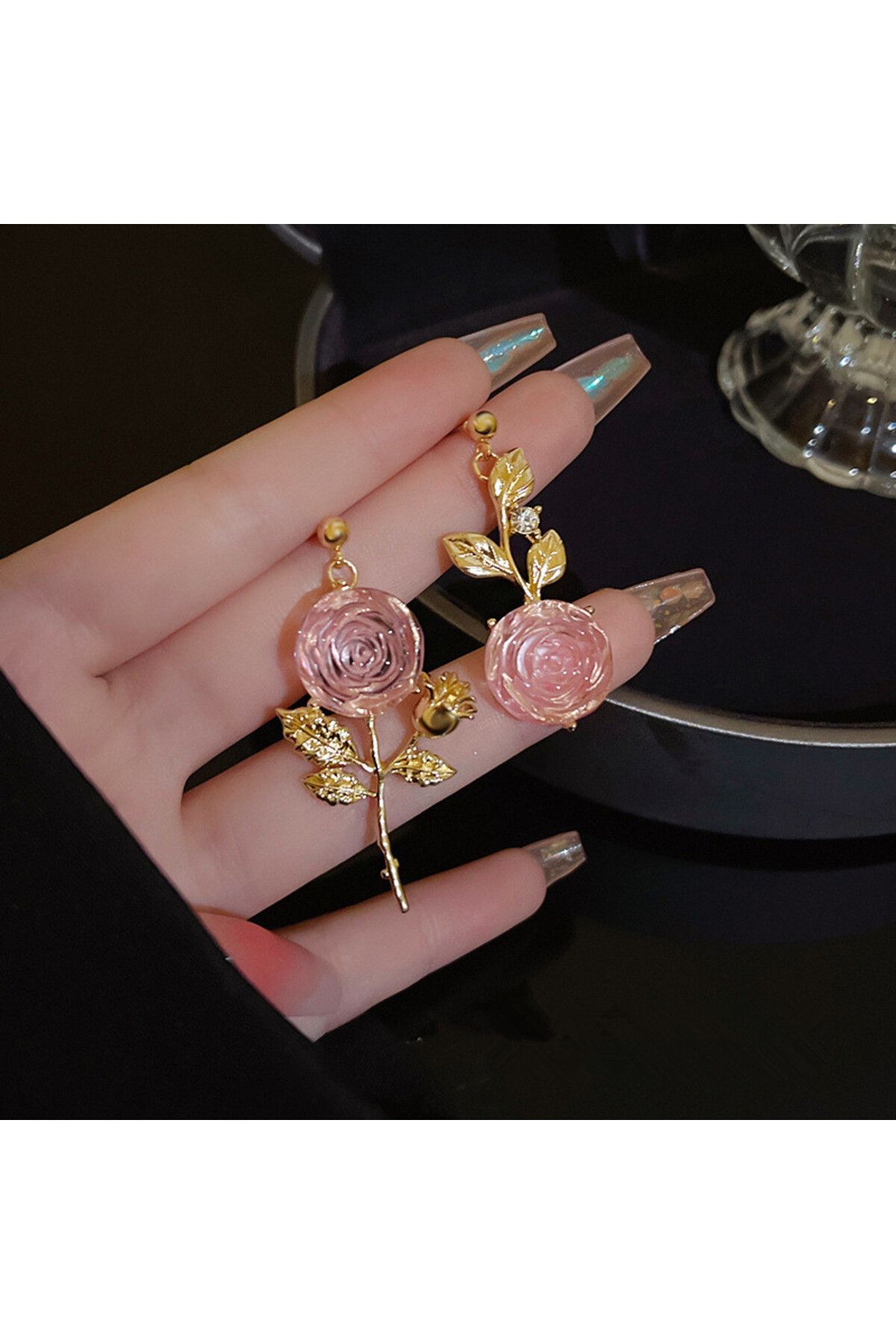 Pink rose gold shop earrings