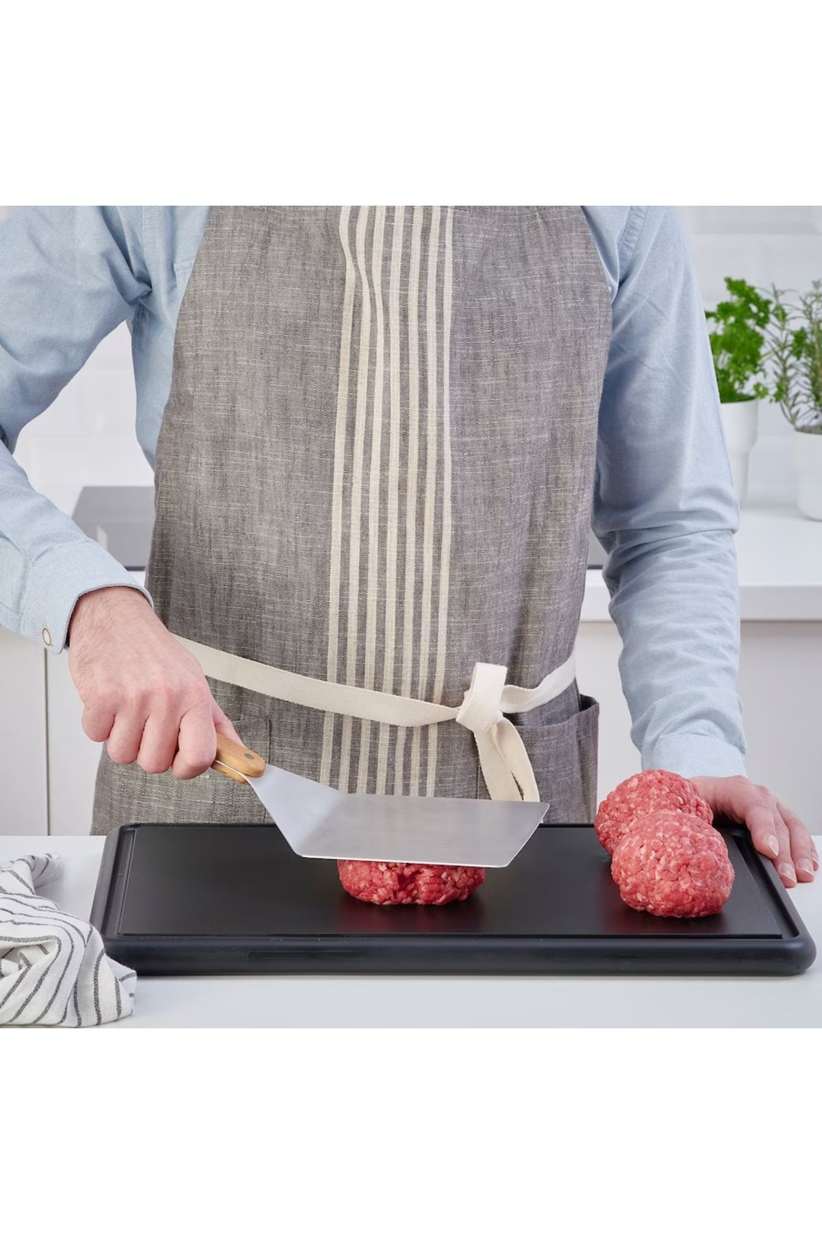 IKEA-GRILLTIDER 30 Cm Stainless Steel Grilled Hamburger Spatula Wooden BBQ Barbecue Spatula 4