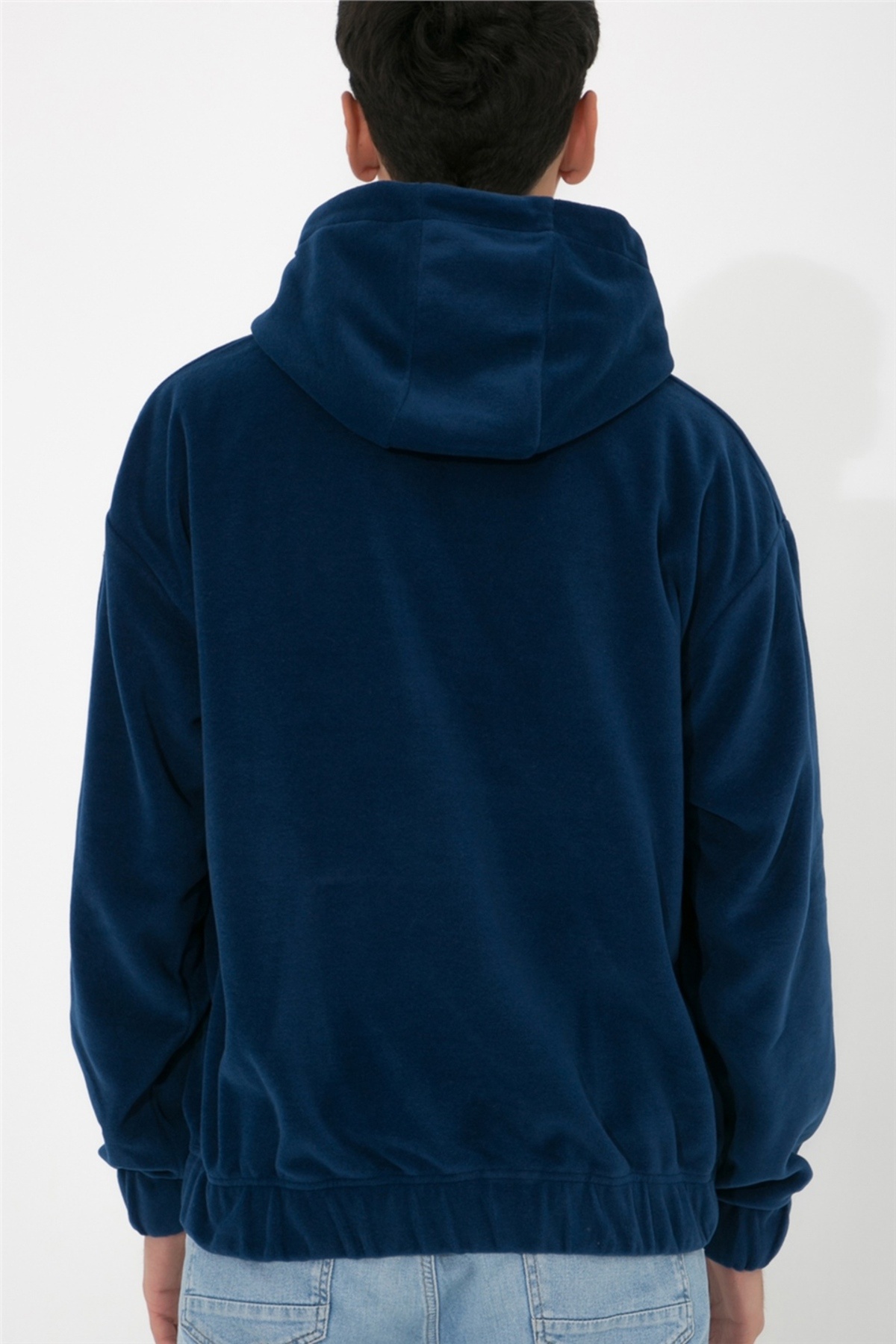 Oversize Kapüşonlu Polar Sweatshirt N-myndo - Lacivert — سرمه‌ای AOWF4M1 — تصویر 4 از 7