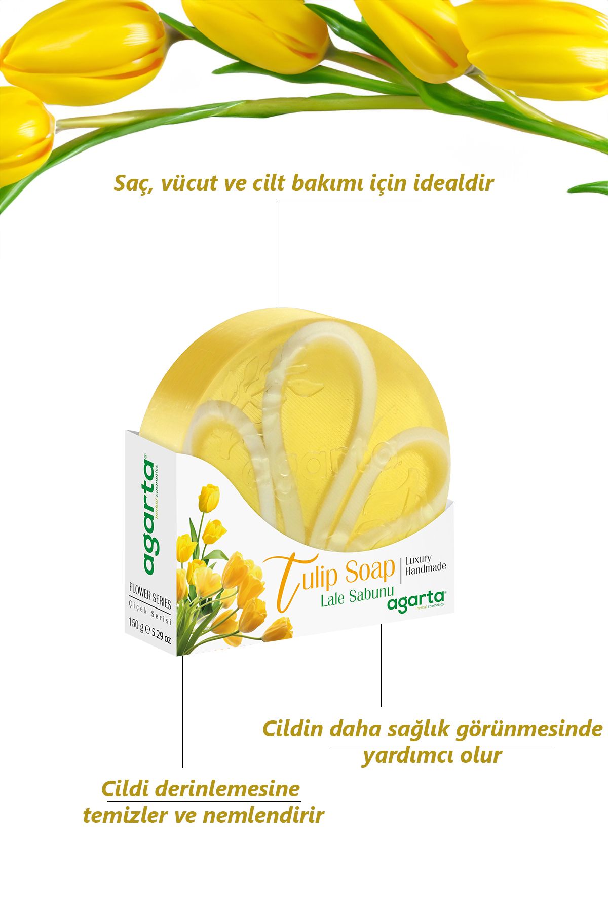صابون طبیعی لاله دست ساز 150 گرم Agarta