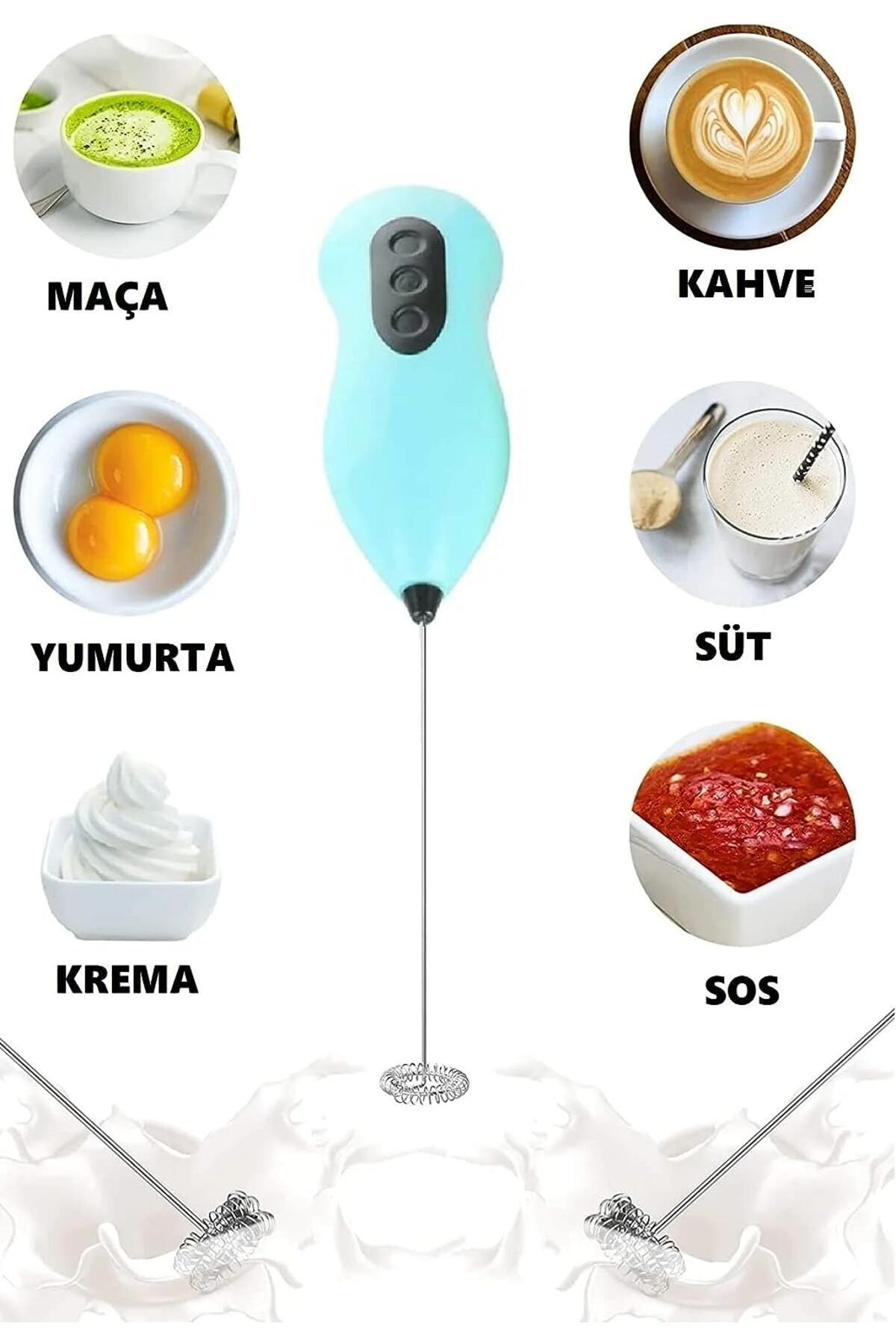 Mini Mikser Kahve Süt Köpürtücü Karıştırıcı Cappucino Mixer Pilli Çırpıcı