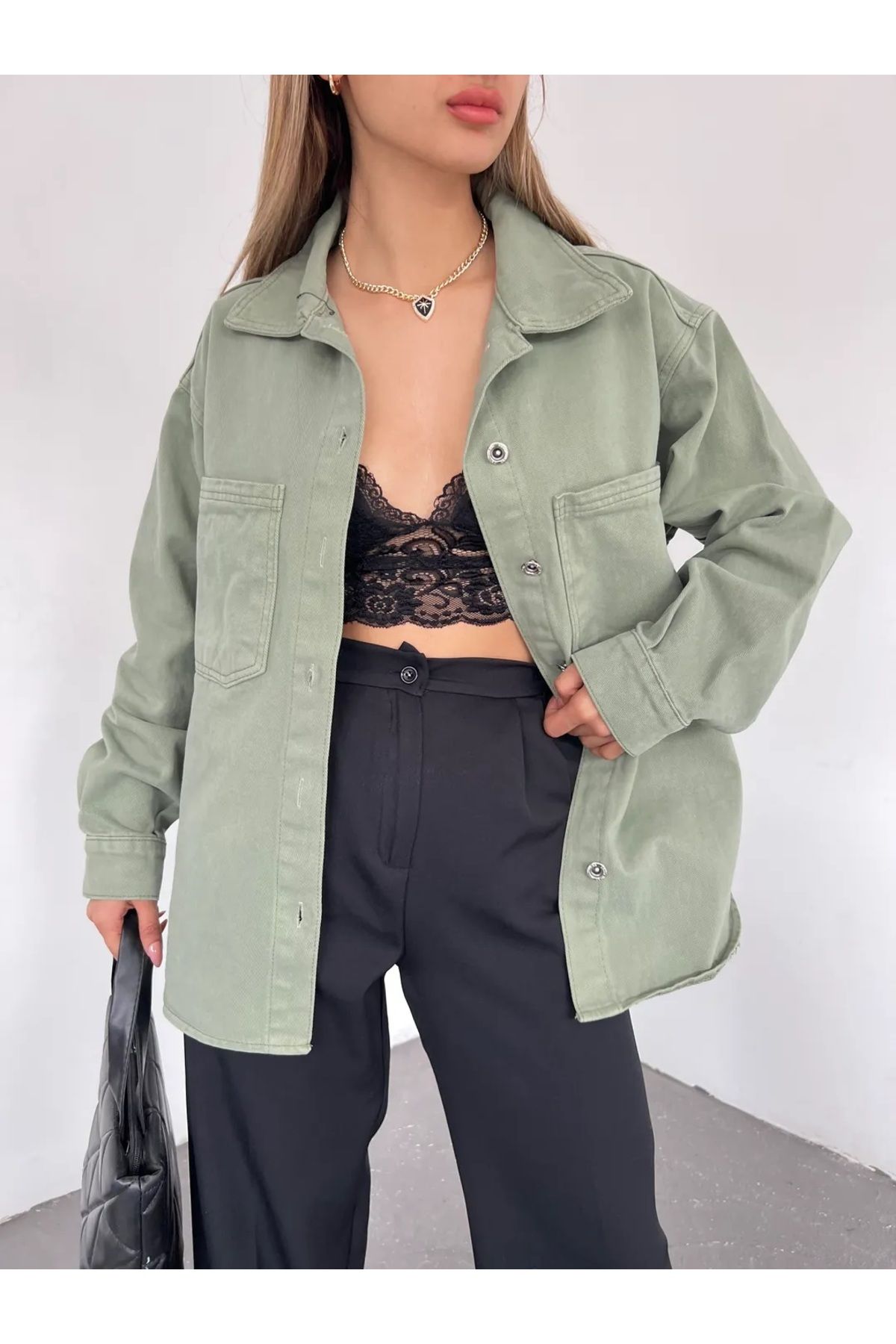 Khaki shirt jacket discount womens