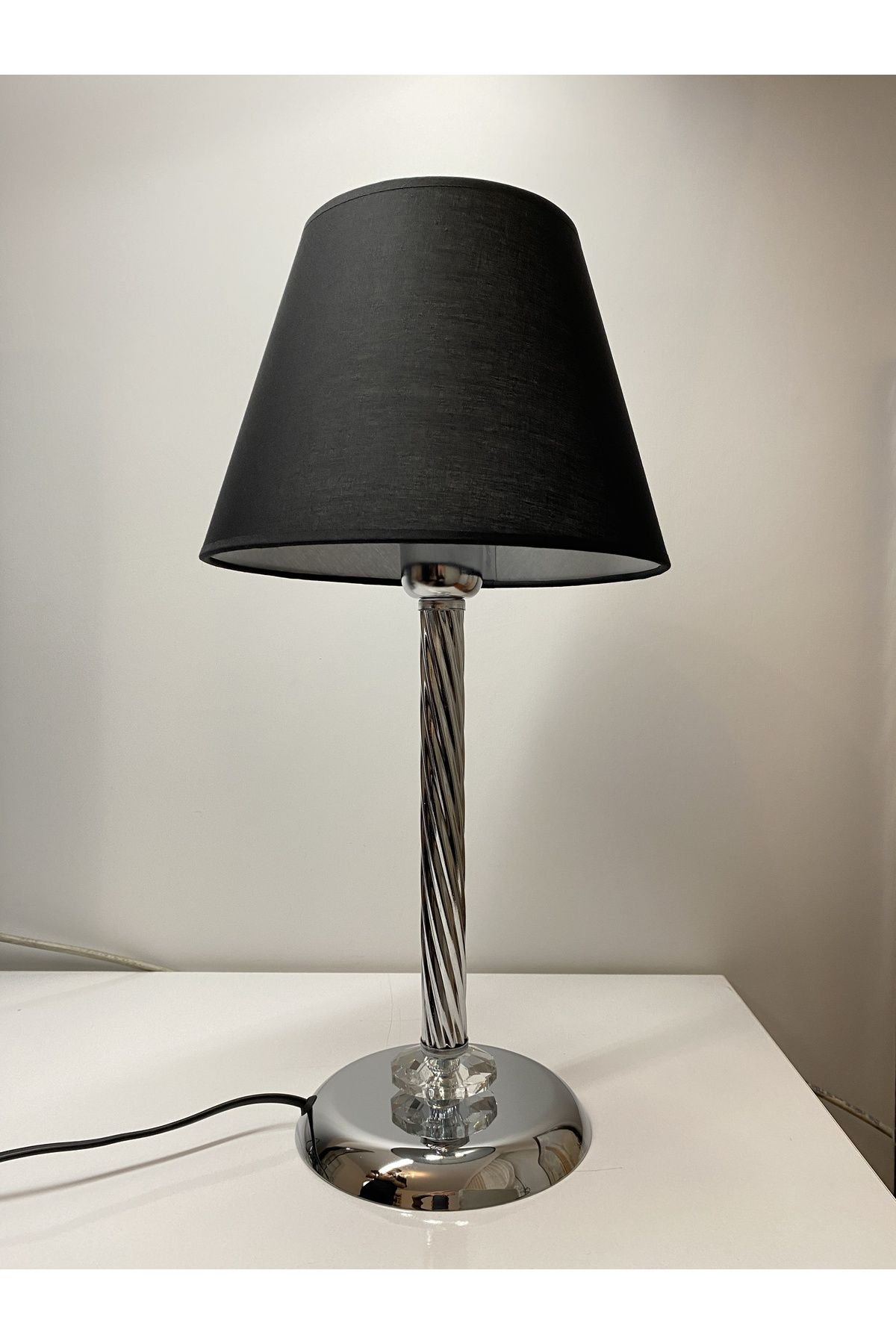 asellus-Mette Twisted Lampshade with crystal detail, stol lamp, Table Lamp chrome Plated (silver color) 4