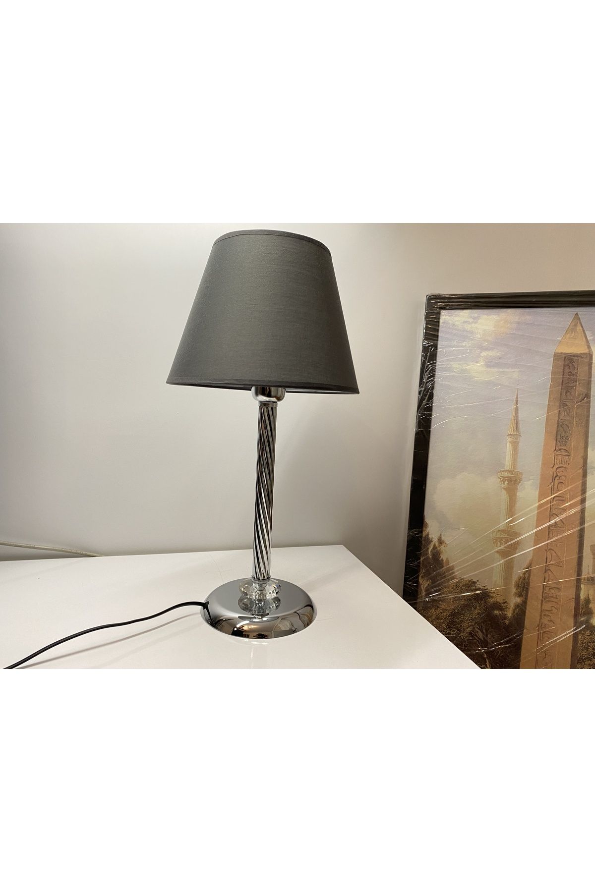 asellus-Mette Twisted Lampshade with crystal detail, stol lamp, Table Lamp chrome Plated (silver color) 6