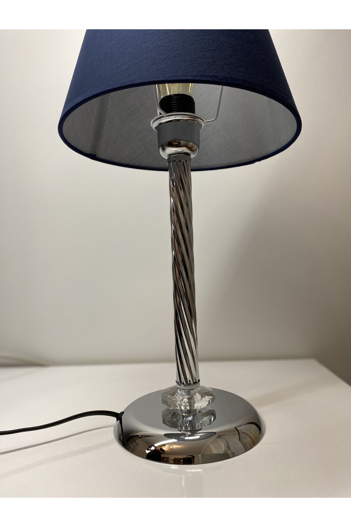 asellus-Mette Twisted Lampshade with crystal detail, stol lamp, Table Lamp chrome Plated (silver color) 4