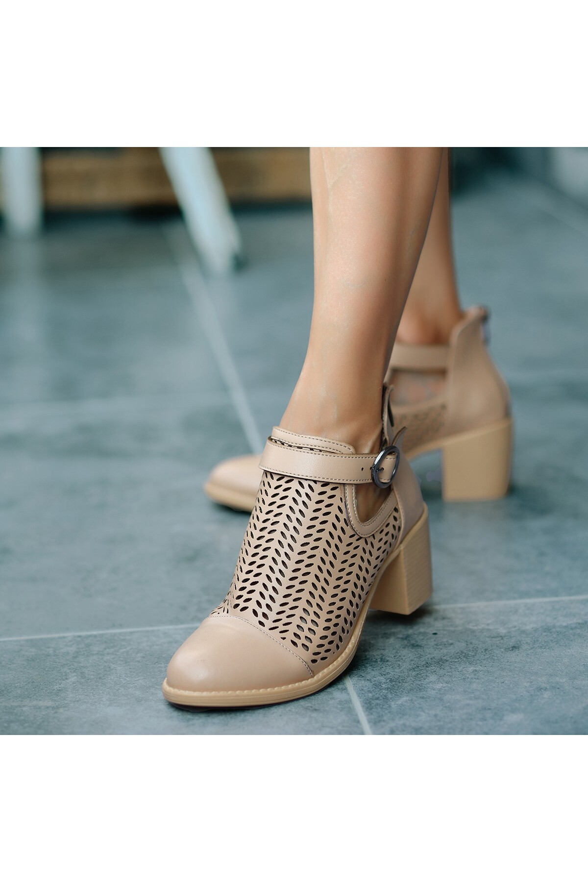 Ozzi Nude Cilt Topuklu Bot