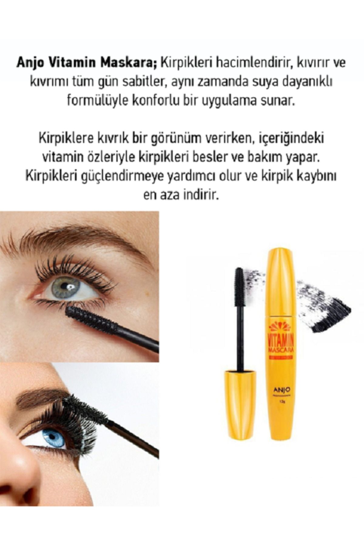 ریمل مغذی ضد آب کره ای با قدرت تثبیت و فر شدن قوی 12 گرم Ikore ANJO PROFESSIONAL