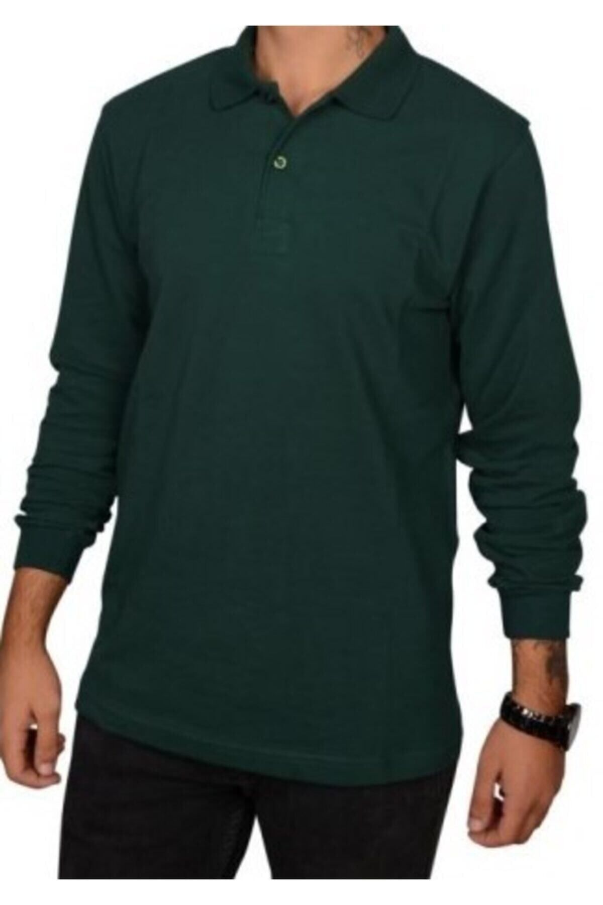 NZY Tekstil Dark Green Polo Neck Long Sleeve T Shirt Trendyol
