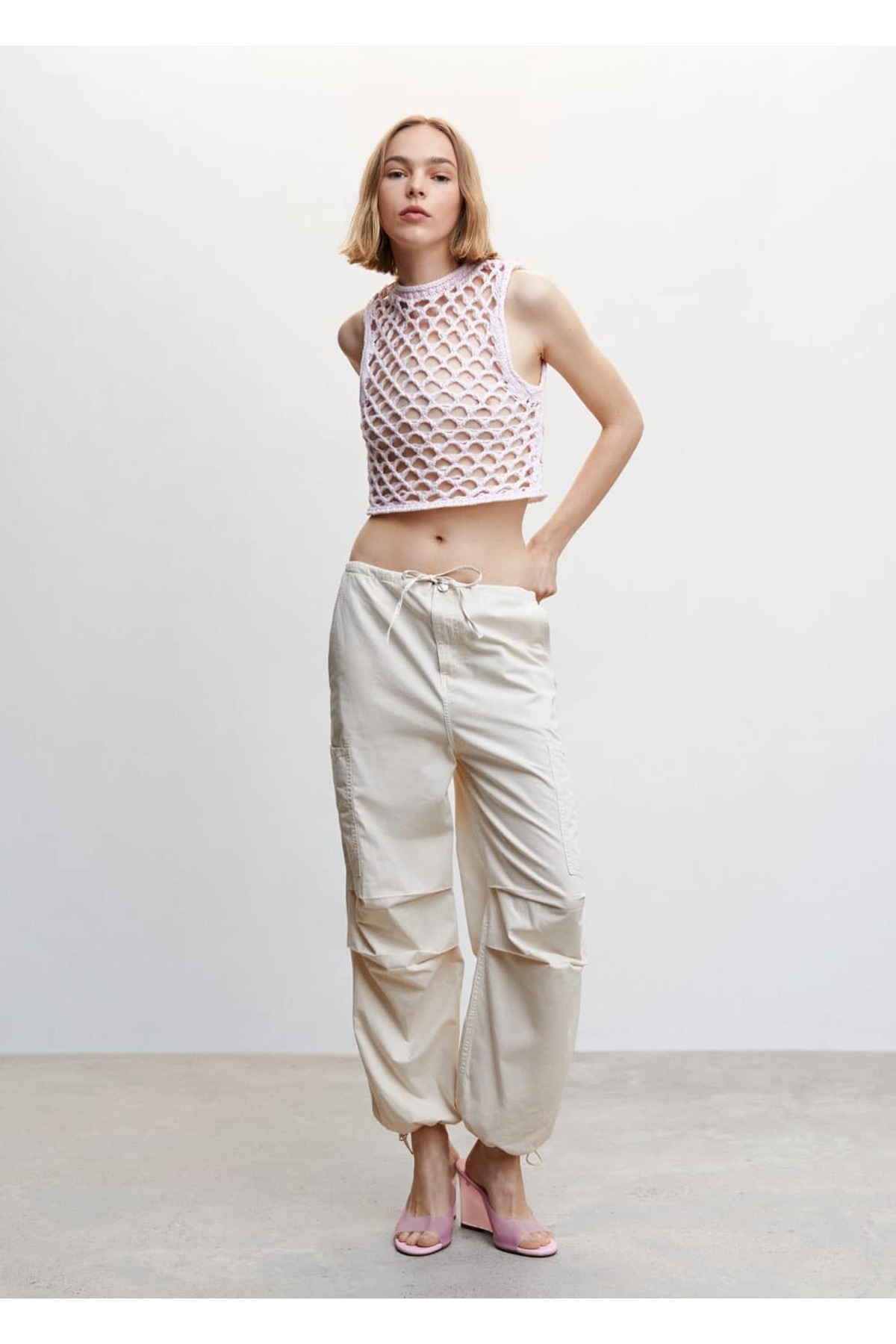 بافت و پلیور زنانه صورتی منگوMANGO | 47057131 اورجینال - تصویر 2