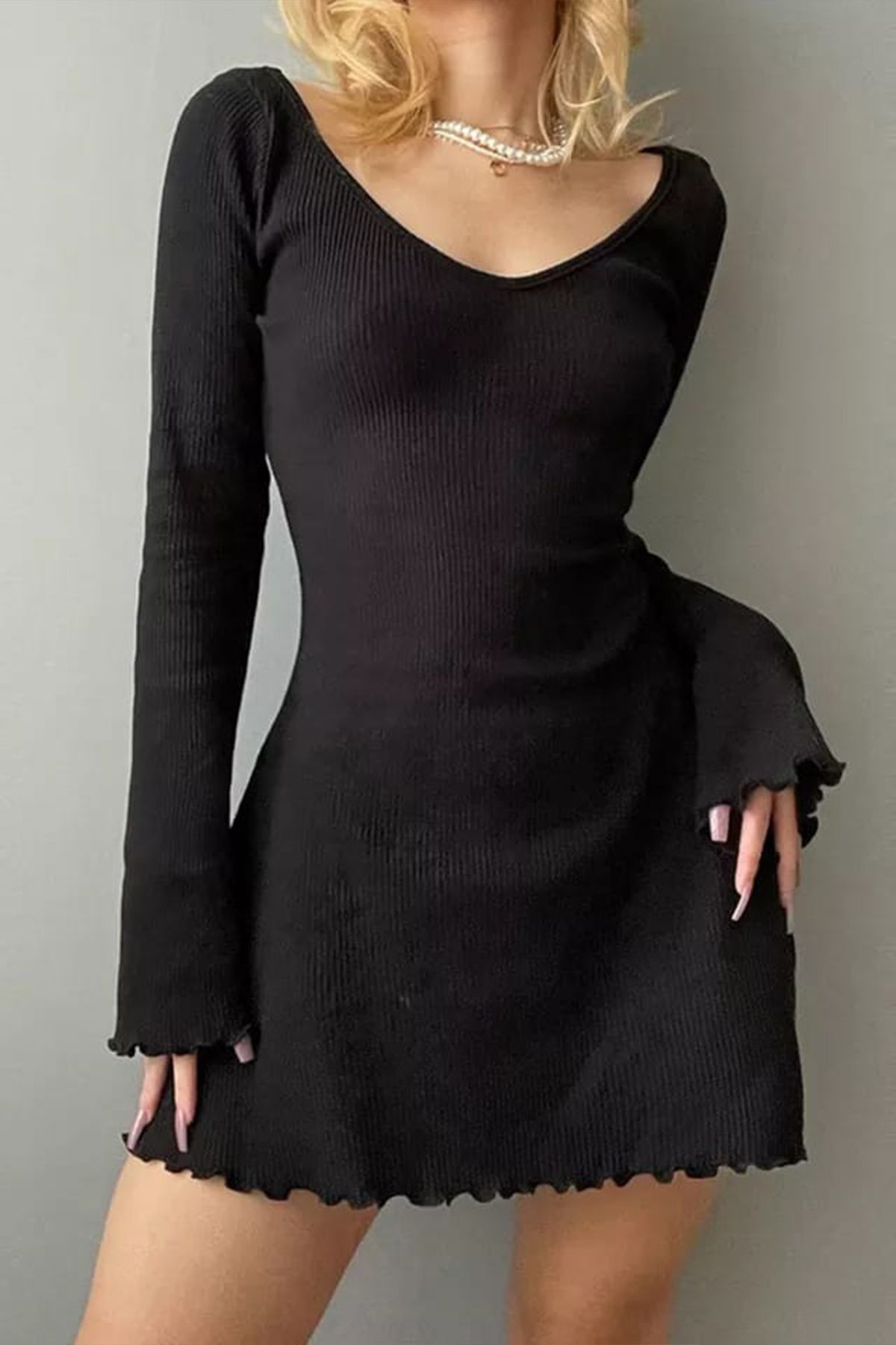 robe camisole à col en v pour femmes à points serrés