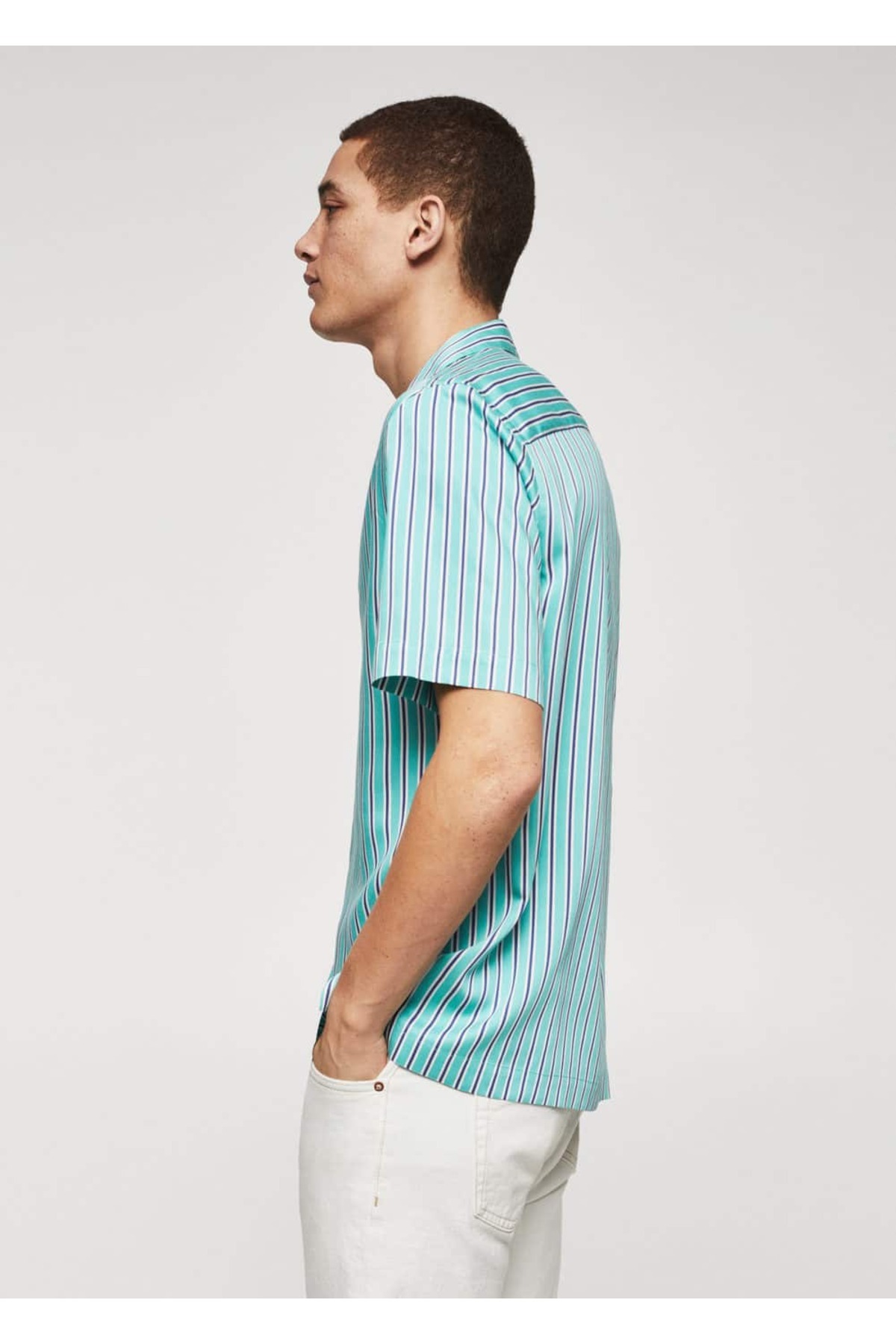 پیراهن مردانه سبز منگوMANGO Man | 47055911 اورجینال - تصویر 6