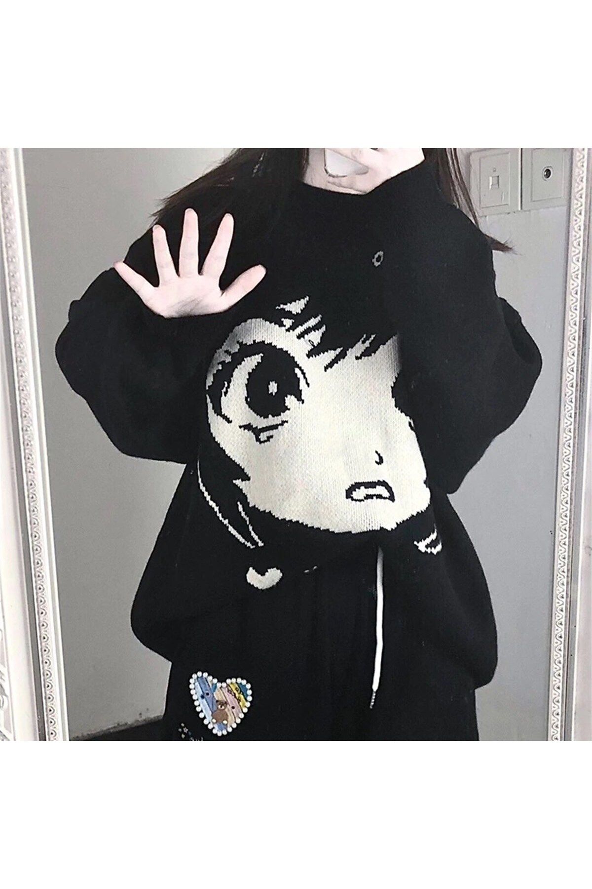 Gofeel Anime Girl Harajuku Vintage Streetwear Unisex Black