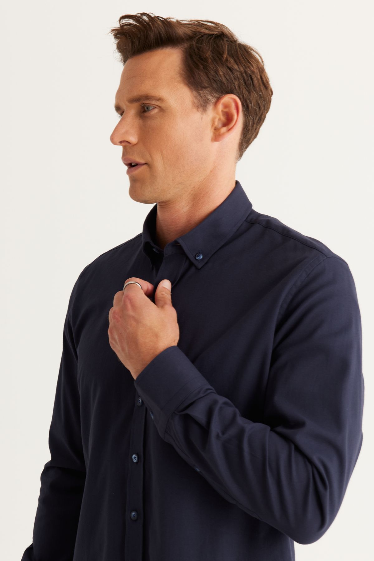 Alt ny ld z Classics Men s Navy Blue Slim Fit Narrow Cut Button