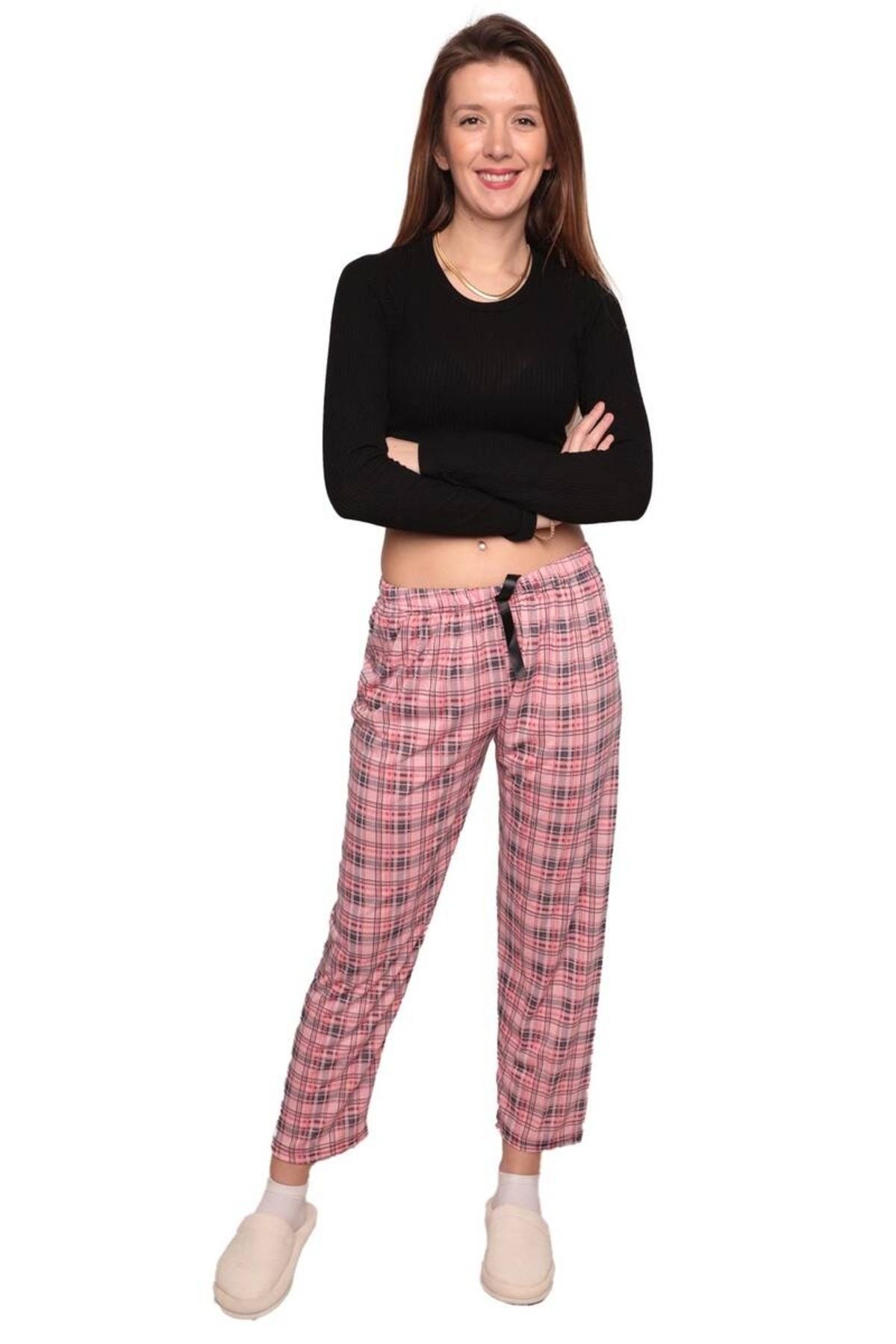 PINK Plaid Pajama Pants for Women