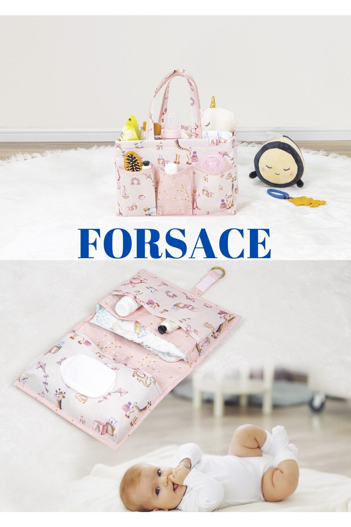 FORSACE Baby Bakım Çantası Alt Değişim Bakım Çantası ( 2'lı Set) Pembe
