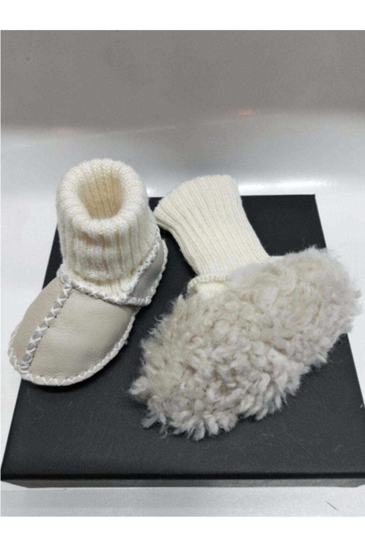 TUĞBİŞ Bebek Unisex Organik Kuzu Derisi İlk Adım Ayakkabısı Panduf Patik - NG3001 fotoğrafı 4 (önizleme)