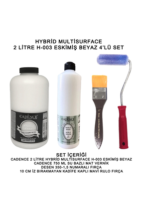 Cadence Multi Surface 2LT+750 ESKİMİŞ BEYAZ-03 SET Hybrid Boya Seti 4'lü Mat ...