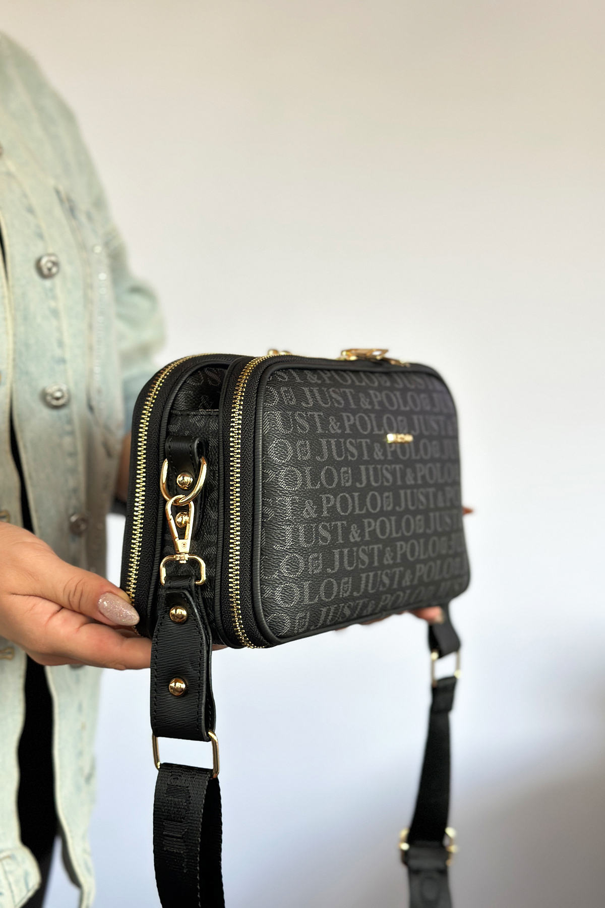 S4 Medium Casual 5 Compartment Crossbody Women's Shoulder Bag 2053 Black