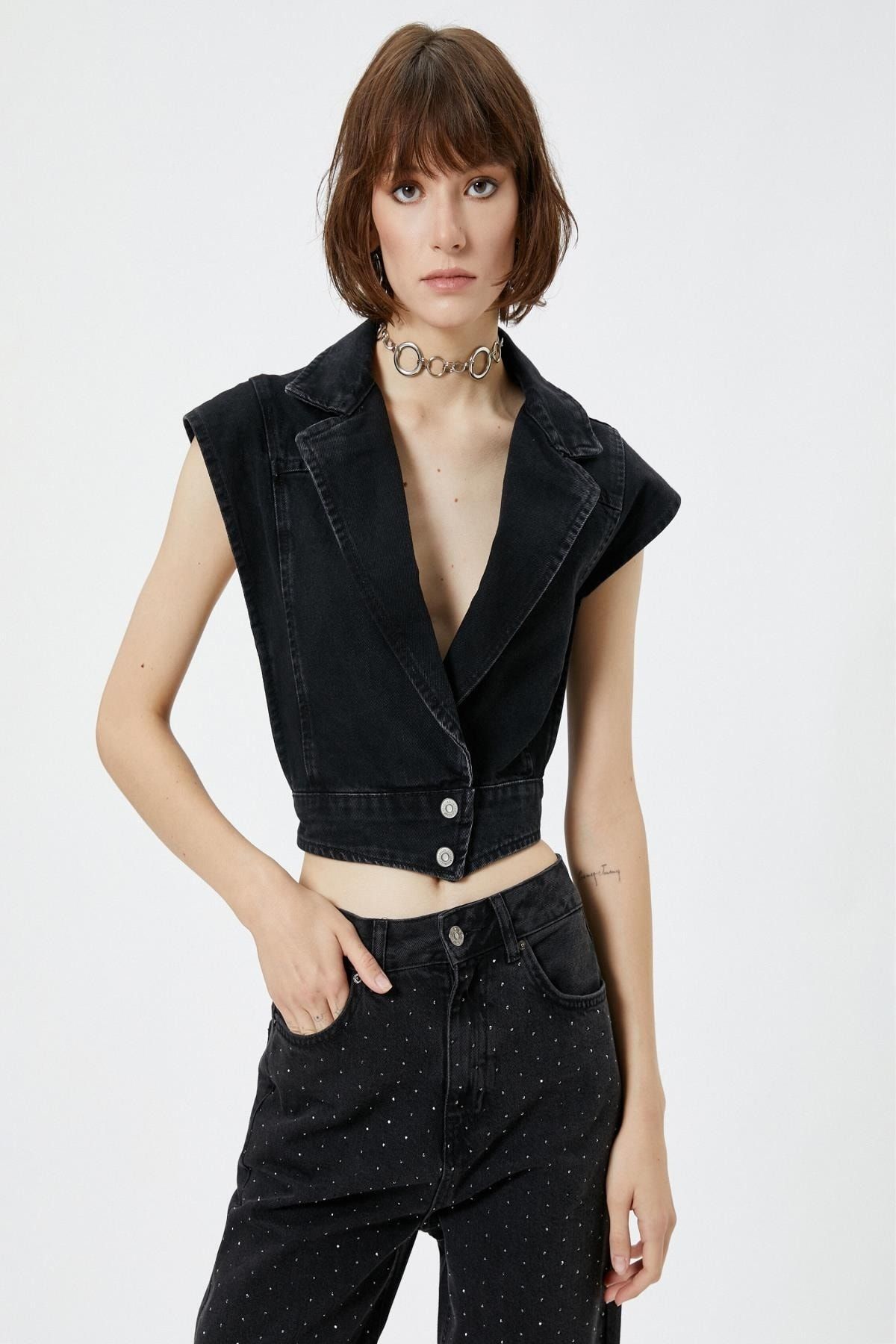 Koton-Women's Black Vest 3
